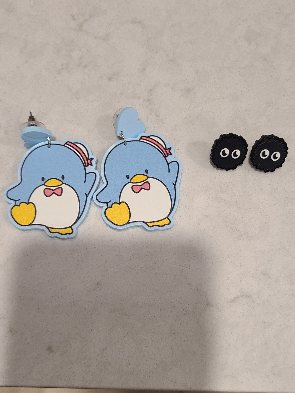 Japanimation Set: TuxedoSam Dangle Earrings + Black Soot Sprite Studs